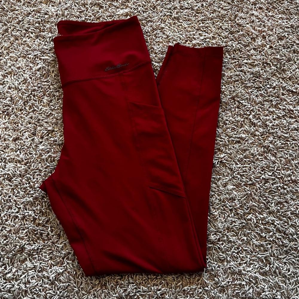 Eddie Bauer Burgundy Red High Waisted Leggings With Pockets‎ Womens Size Medium